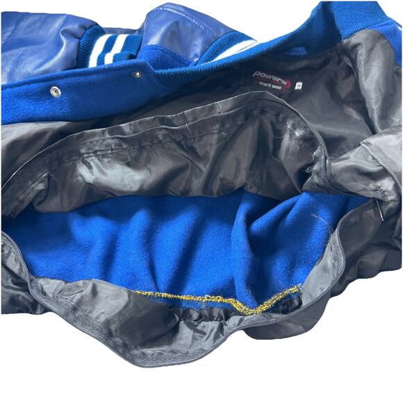 Varsity Jacket Bomber S Blue/White Melton Wool Letterman V Cheerleader Megaphone - Picture 6 of 11